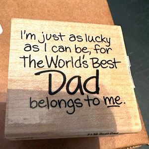 STAMPENDOUS RUBBER STAMPS THE BEST DAD wood STAMP . 2.5”x 2.5”